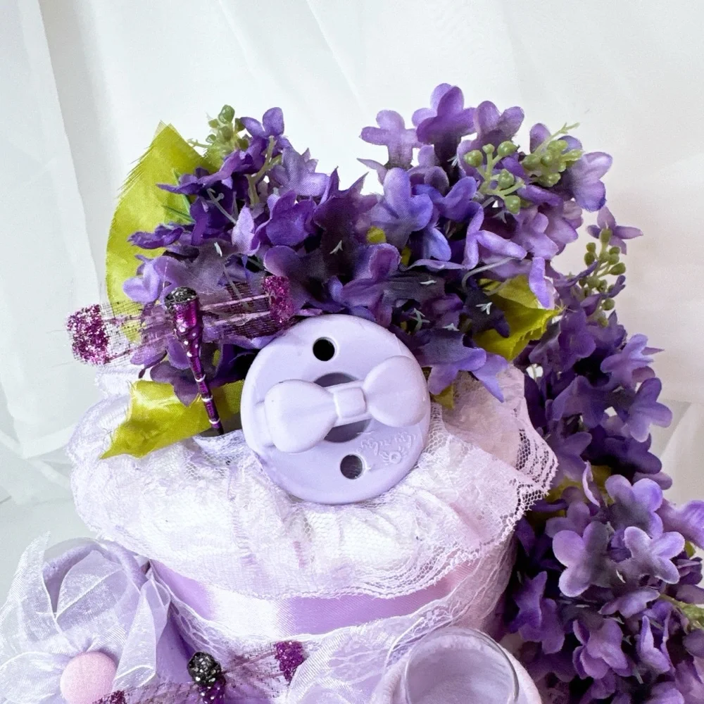 Flowers Diaper Cake, Lilac Diaper Cake